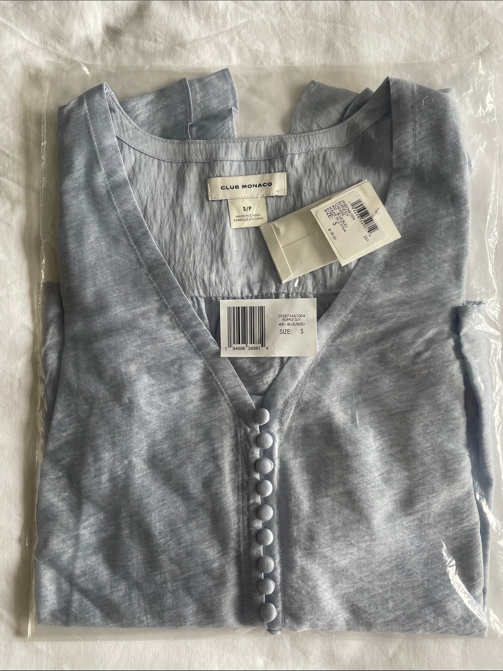 Club Monaco Pale Blue V-Neck Button-Front Sweater